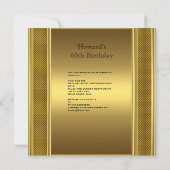 Invitation Metal Antique Gold Book Mens 60e Anniversaire Homm (Dos)