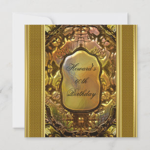Invitation Metal Antique Gold Book Mens 60e Anniversaire Homm