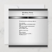 Invitation Métal Argent Blanc Mens 40e anniversaire de fête H (Dos)