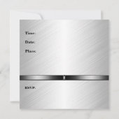 Invitation Métal Argent Blanc Mens 40e anniversaire de fête H (Dos)