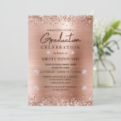 Invitation Métal brossé et Parties scintillant rose Gold (Debout devant)