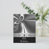 Invitation Métal Chrome Noir Style Argent 30ème (Debout devant)