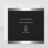 Invitation Metal Chrome Noir Style Argent Hommes 40ème (Dos)