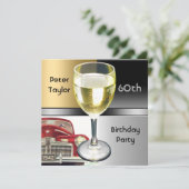 Invitation Métal d'or Silver Red Car Mens 60e Anniversaire Ho (Debout devant)