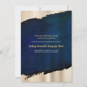 Invitation Métal doré brossé | Texture bleu foncé (Dos)