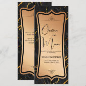 Invitation Métal Luxe | Marbre Or Noir (Devant / Derrière)