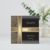 Invitation Métal noir bronze 30e anniversaire hommes de fête (Debout devant)