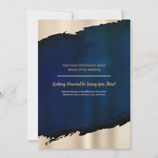 Invitation Métal Or Brossé | Texture bleu foncé (Dos)