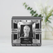 Invitation Métal pour hommes Studs Argent noir Anniversaire P (Debout devant)