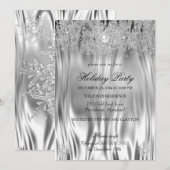 Invitation Metal Silver Look Winter Wonderland Fête (Devant / Derrière)