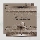 Invitation Metalic Ripple Biege Gold Déco (Devant / Derrière)