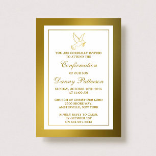 Invitation Métallic Gold Dove Sainte Communion Ou Confirmatio