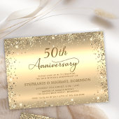 Invitation  Metallic Gold Glitter 50th Wedding Anniversary