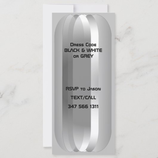 Invitation Metallic Grey 21e Anniversaire (Dos)