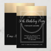 Invitation Metallic Platinum Gold 50e fête d'anniversaire (Devant / Derrière)