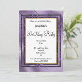 INVITATION METALLIC PURPLE LILAC LAYER FOIL ANNIVERSAIRE (Debout devant)
