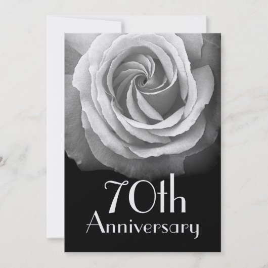 Invitation Métallic Rose Blanche 70e Anniversaire (Devant)