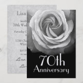 Invitation Métallic Rose Blanche 70e Anniversaire (Devant / Derrière)