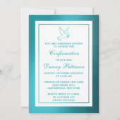 Invitation Métallic Turquoise Dove Sainte Communion Ou Confir (Devant)