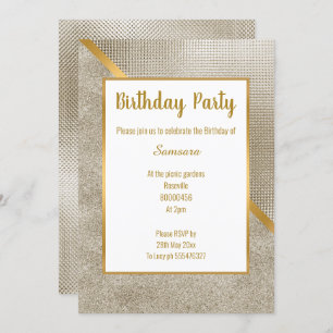 INVITATION MÉTALLIQUE BRONZE OR EMBOSS REGARDER ANNIVERSAIRE