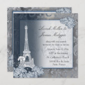 Invitation métallique d'or de Tour Eiffel (Devant / Derrière)