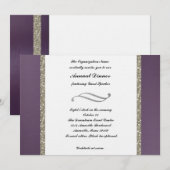 Invitation métallique et argentée pourpre de dîner (Devant / Derrière)