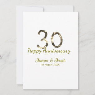 Invitation Métallisé or 30e Joyeux anniversaire ajoutez nom