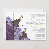 Invitation Métallurgie Eggplant moutarde Vintage Peacock Bird (Devant)