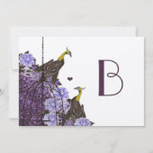 Invitation Métallurgie Eggplant moutarde Vintage Peacock Bird (Dos)