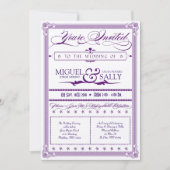 Invitation Métallurgique violet et or do-it-yourself Mariage (Devant)