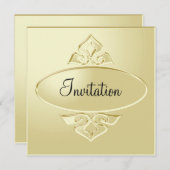 Invitation Metally Creamy Gold Plate Party (Devant / Derrière)