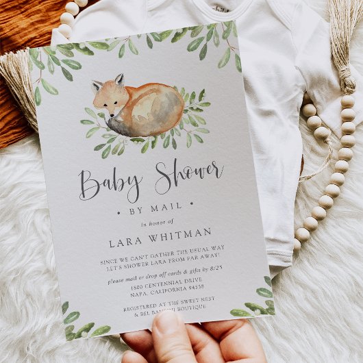 Invitation Mete Baby shower de Fox Woodland par courrier