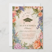 Invitation Mete Boho Meadow Orange Fleur sauvage Graduatiatio (Devant)