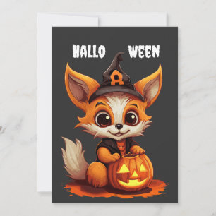 Invitation Mete caricature Fox avec citrouille Halloween