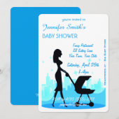 Invitation Metro City Boy Baby shower Blue (Devant / Derrière)