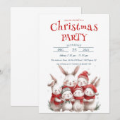 Invitation Mets lapins et fête de Noël d'hiver (Devant / Derrière)