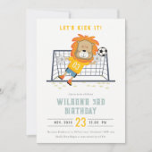 Invitation Mettons-nous Lion Goalkeeper Soccer Anniversaire d (Devant)