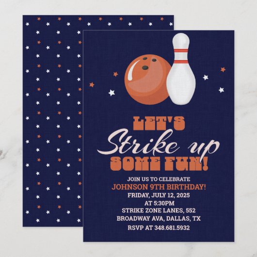 Invitation Mettons-nous un peu de plaisir ! Bowling Anniversa (Devant / Derrière)