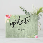 Invitation "Mettre à jour" Fleurs Vert Bois Reporté Mariage (Debout devant)