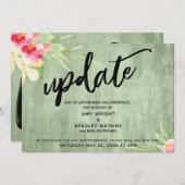 Invitation "Mettre à jour" Fleurs Vert Bois Reporté Mariage (Devant / Derrière)