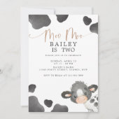 Invitation Meuh Meuh J'ai Deux Ans Vache 2ème Anniversaire (Devant)