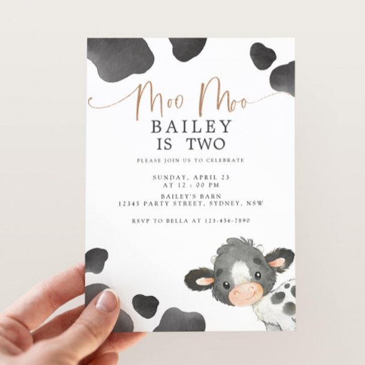 Invitation Meuh Meuh J'ai Deux Ans Vache 2ème Anniversaire