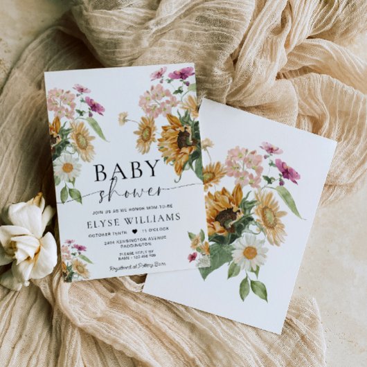 Invitation Mews Sunflower Automne Baby shower