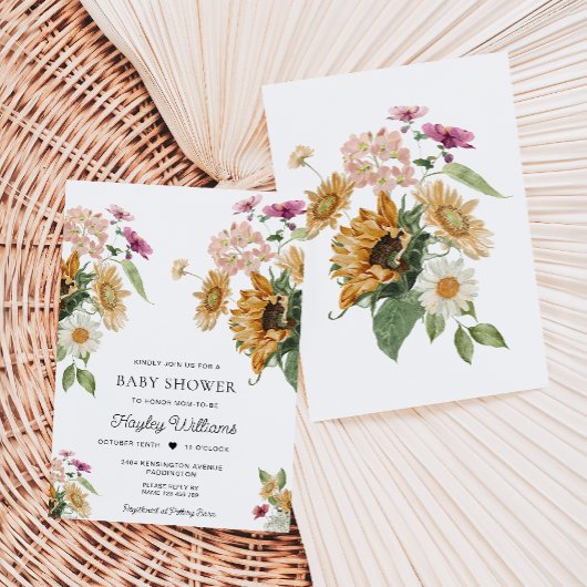 Invitation Mews Sunflower Automne Baby shower