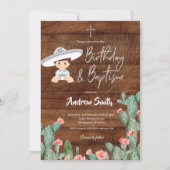 Invitation Mexicain Argent Charro Anniversaire et Baptême gar (Devant)