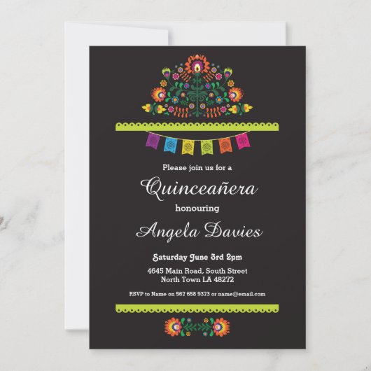 Invitation mexicain de fête d'anniversaire de (Devant)