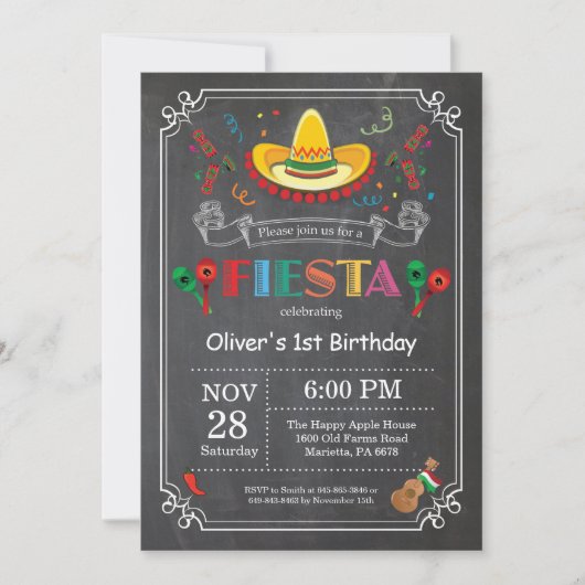 Invitation Mexicain de tableau d'invitation d'anniversaire de (Devant)