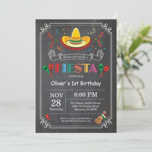 Invitation Mexicain de tableau d'invitation d'anniversaire de (Debout devant)