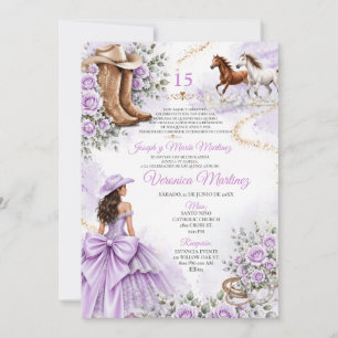 Invitation Mexicain Fleur Princesse Occidentale 15 Ans Violet