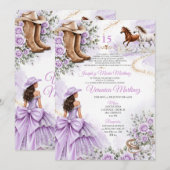 Invitation Mexicain Fleur Princesse Occidentale 15 Ans Violet (Devant / Derrière)
